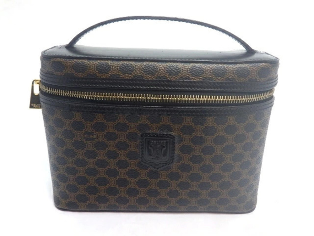 Celine vanity bag Macadam calfskin black brown